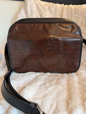 Vintage Fendi Camera Bag in Brown Snakeskin and Black Leather